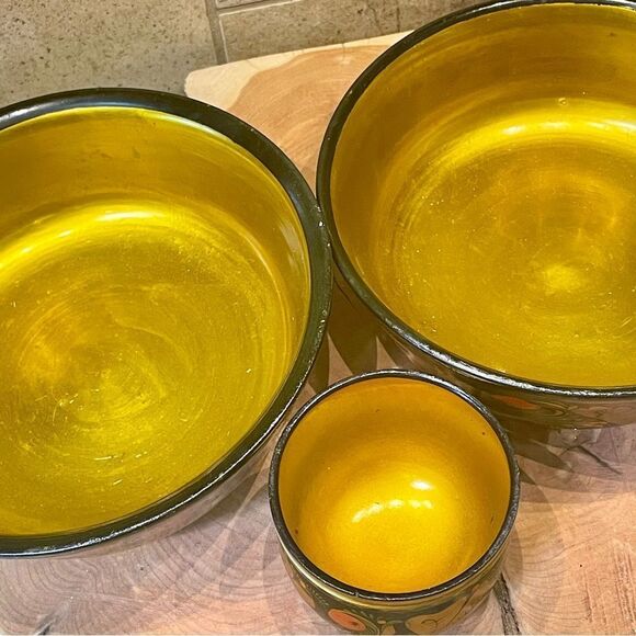 Russian Khokhloma Hand Painted Vintage Wooden Folk Art Bowl Set - Picture 13 of 16